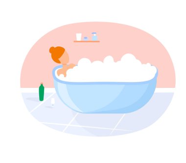 Woman having bath colorful illustration	