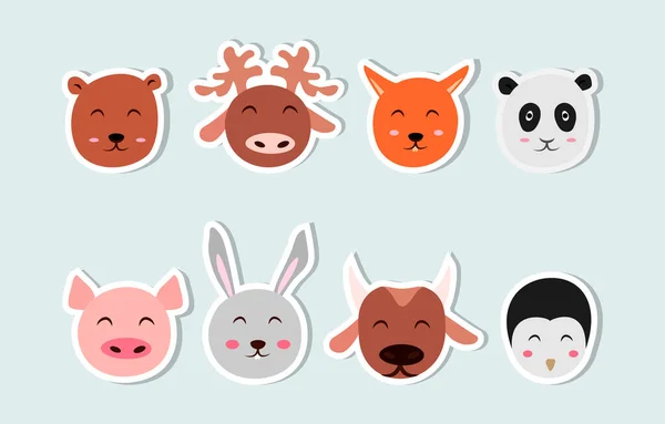Set Funny Cute Animals — Stock Vector