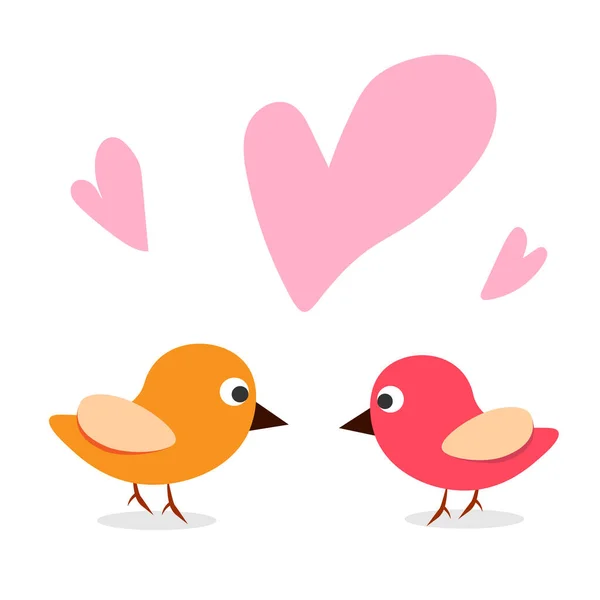 Birds Love Cartoon Card —  Vetores de Stock