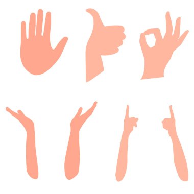 Hand signs gesture set