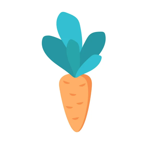 Simple Flat Vector Illustration Carrot Isolated White Icon Orange Vegetable — Stok Vektör