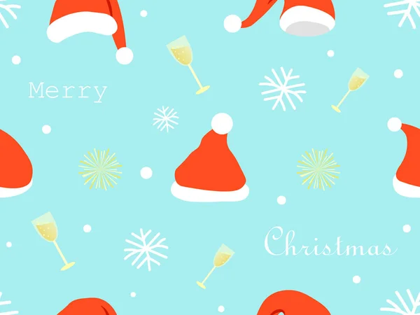 Christmas Celebration Vector Seamless Pattern Festive Background Red Santa Hat — Stockový vektor