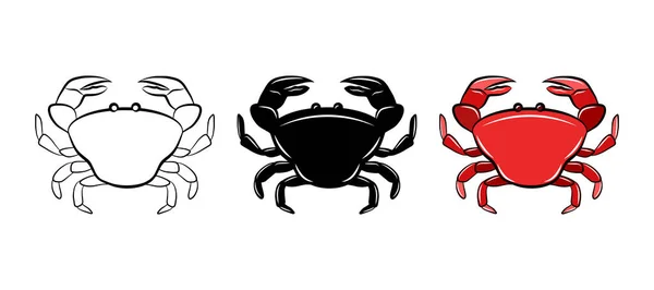 Crab Vector Icon Set Isolated Graphic Logo Design Element Ocean — Stok Vektör