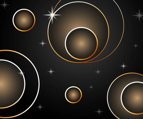 Abstract Background Black Circle Shape Gold Frame Luxury Wallpaper Glossy — Vector de stock