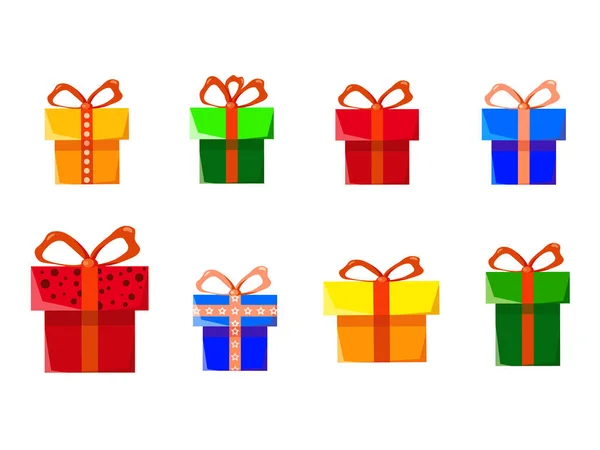 Set Vector Gift Boxes Colorful Cartoon Illustration Shopping Icons — Διανυσματικό Αρχείο