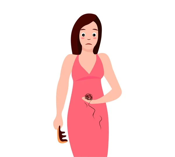 脱毛症の概念を失う女性 — ストックベクタ