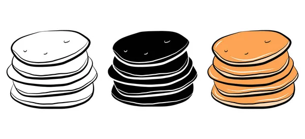 Pancake Isolated Icon Set Vector Sweets Illustration Logo Bakery Design — Vetor de Stock