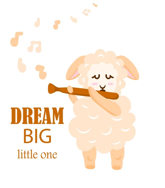 Baby Sheep Poster Print Animal Cute Character Dream Big Little — Vetor de Stock