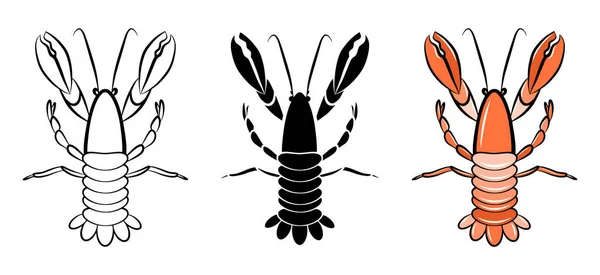 Shrimp Isolated Vector Icon Seafood Cartoon Outline Sketch Set Package — Stock Vector