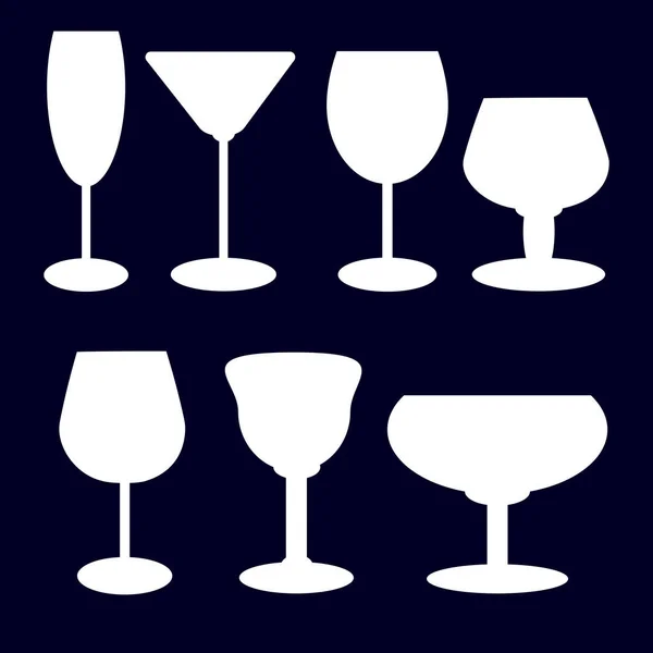 Set Wineglasses Simple White Shape — Διανυσματικό Αρχείο