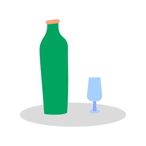 Icono Aislado Botella Vino Vidrio Plano Dibujos Animados Coloridos Ilustración — Vector de stock