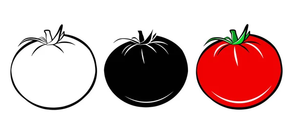 Red Tomato Isolated Vector Icon Vegetable Fresh Food Cartoon Outline — Stockvektor