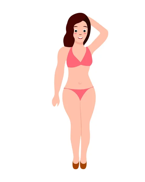 Young Woman Isolated White Flat Colorful Illustration Figure Bikini Character — Stockvector