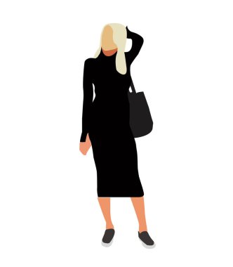 Flat illustration vector women casual style fashion character slim body figure female person 