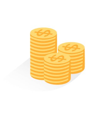 Vector coins icon isolated gold flat illustration money USA dollars cash cartoon flat doodle drawing finance concept