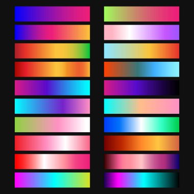 Gradient collection pallet modern neon multicoloured graphic design elements ribbons set