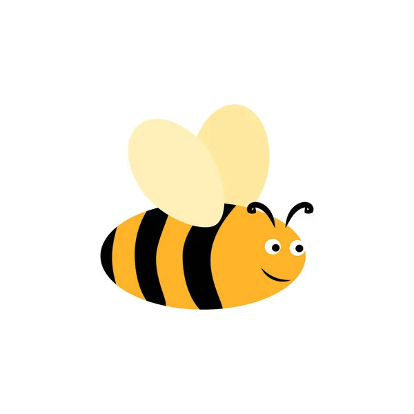 Cheerful Funny Isolated Icon Bee Insect Illustration Flat Colorful Yellow — стоковый вектор