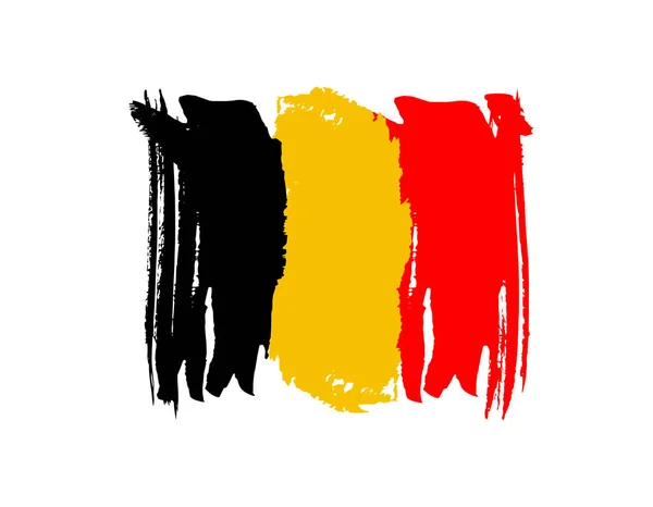 Belgium Europe Country Flag Vector Background Icon Watercolor Dry Brush — Vettoriale Stock