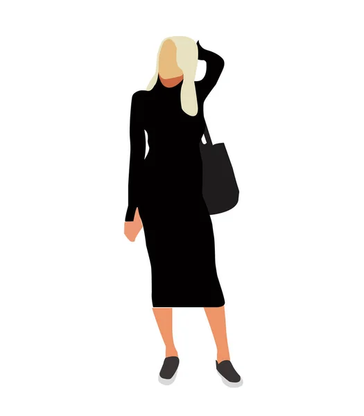 Flat illustration vector women casual style fashion character slim body figure female person 
