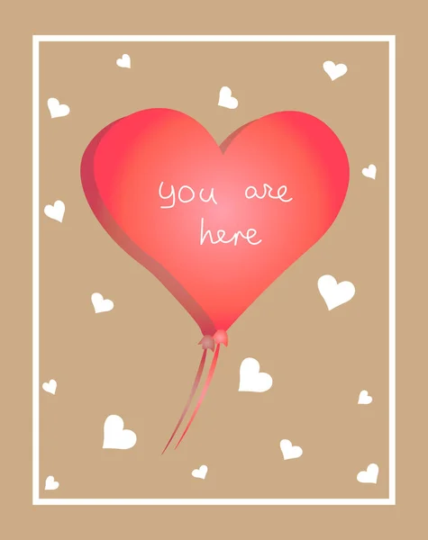 Vector Celebration Card Valentine Day Heart Shape Red Balloon Love — стоковый вектор