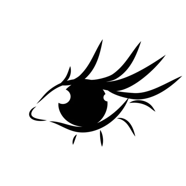 Human Eye Line Art Doodle Icon Isolated White Woman Long — Image vectorielle