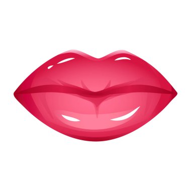 Realistic lips vector icon isolated on white. Women 3d mouth, red shiny glossy lipstick. Fashion glamour illustration.