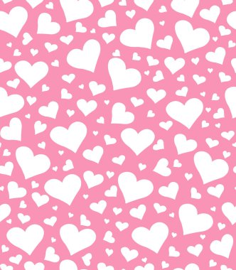 Romantic white heart shape valentine's day card vector seamless pattern love pink endless background fabric print template