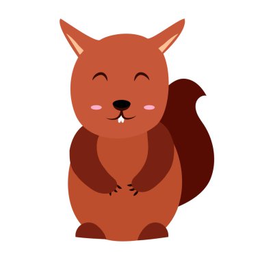 Squirrel character isolated on white funny colorful cartoon animal zoo wild pet hand drawn flat 