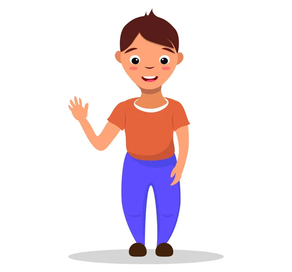 Boy Character Flat Cartoon Colorful Illustration Isolated Icon Cheerful Happy — стоковый вектор