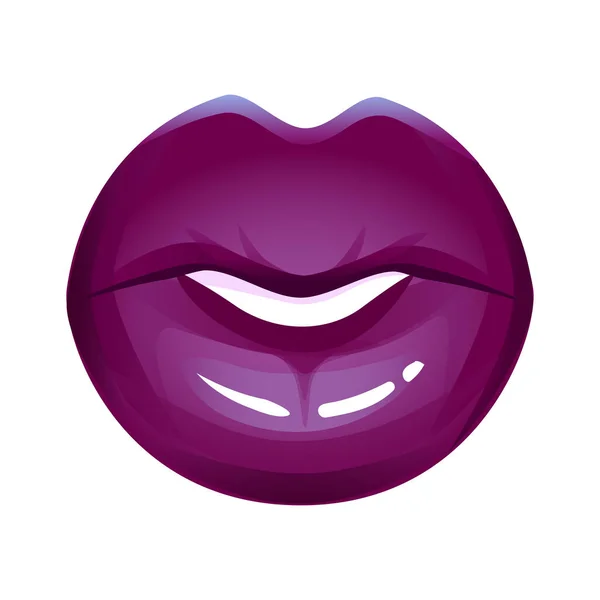 Realistic Purple Lips Vector Illustration Isolated White Icon Colorful Print — Vettoriale Stock