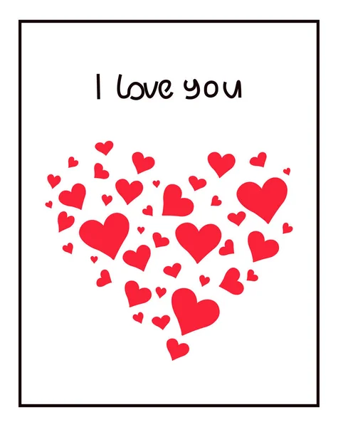 Love You Vector Greeting Card Love Heart Shape Valentine Day — Stock Vector