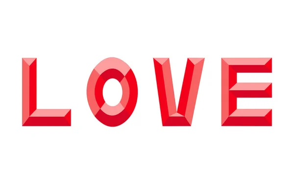 Love Vector Word Lettering Illustration Red Color Textured Isolated White — Stockvector