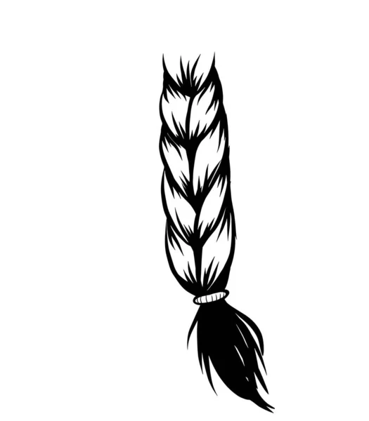 Isolated braid hairstyle doodle sketch icon vector illustration black line art drawing beauty hair fashion logo