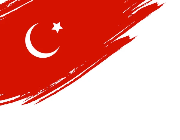 Turkey Country Flag Vector Background Icon Watercolor Dry Brush Ink — Διανυσματικό Αρχείο
