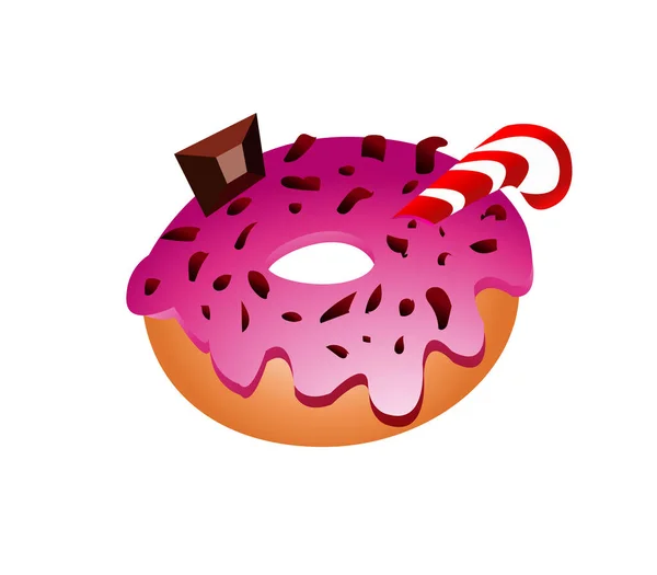 Glazed Donut Vector Illustration Cartoon Baked Chocolate Sweet Tasty Food — стоковый вектор