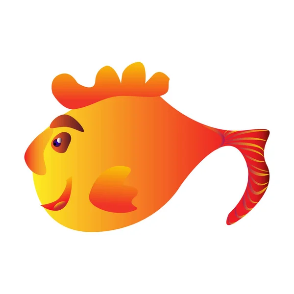 Gold Fish Character Vector Illustration Happy Smiling Animal Cute Head — Stock Vector