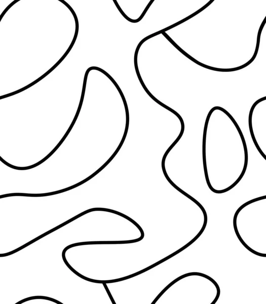 Seamless abstract vector pattern black one single line isolated on white background outline doodle sketch print wrapping