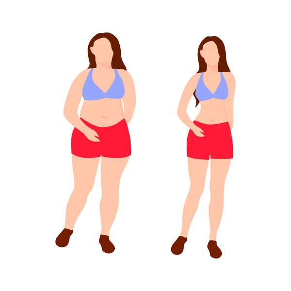 Woman Characters Isolated Flat People Icons Full Height Person Excess — Stock vektor