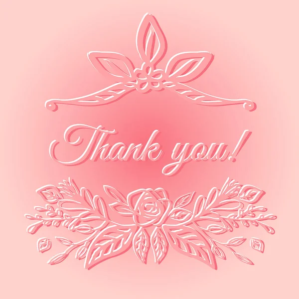 Thank You Card Pink Background Lettering Phrase Illustration Greeting Banner — стоковый вектор