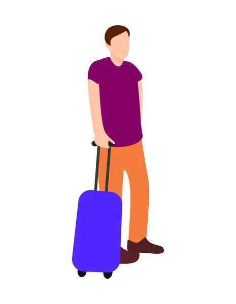 Man Character Colorful Flat Illustration Figure Traveling Tourism Baggage — Archivo Imágenes Vectoriales