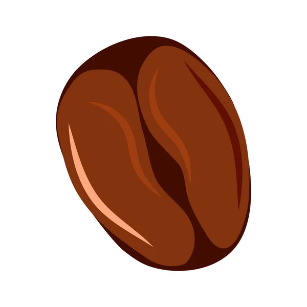 Grano Café Tostado Aislado Icono Plano Vector Blanco Forma Dibujos — Vector de stock