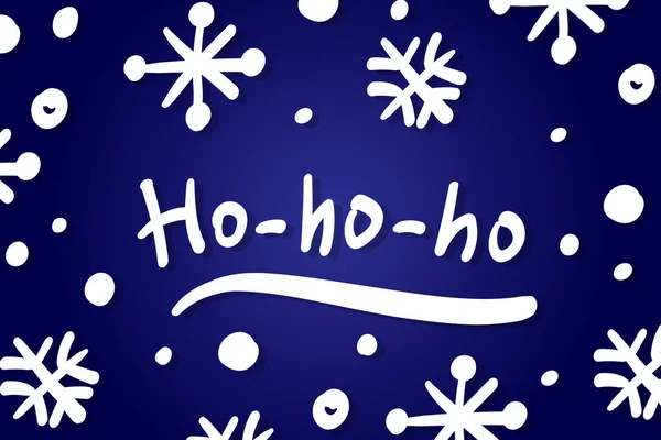 Vánoční Hoho Pozdrav Nápis Karta Zimní Sezóna Modré Pozadí Sněhová — Stockový vektor