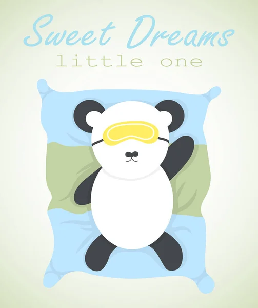 Panda Sleeping Poster Print Baby Animal Bear Character Sweet Dreams — Stock Vector