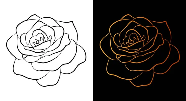 Icono Contorno Flor Rosa Estilo Arte Línea Dibujo Garabato Simple — Archivo Imágenes Vectoriales