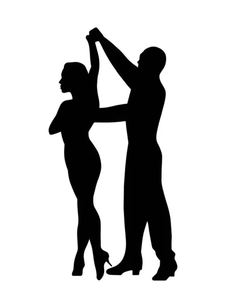 Pareja Baile Latino Icono Silueta Sombra Gráfica Baile Aislado Simple — Vector de stock