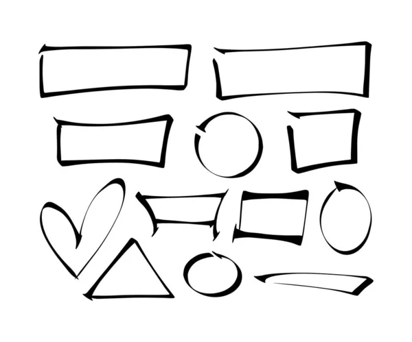Einfaches Doodle Frame Icon Set Grafik Design Element Dekoration Runde — Stockvektor