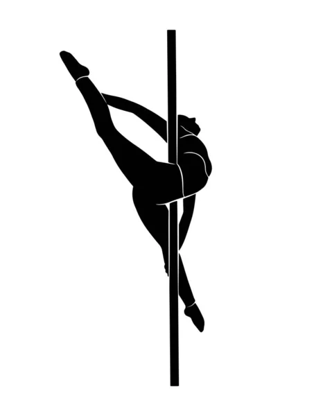 Pole Dans Danser Full Body Vorm Vector Geïsoleerde Schaduw Eenvoudige — Stockvector