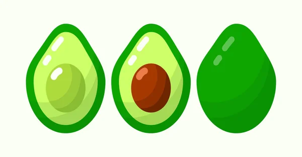 Avocado Gemüse Nahtlose Bunte Symbol Set Cartoon Flache Gesunde Ernährung — Stockvektor