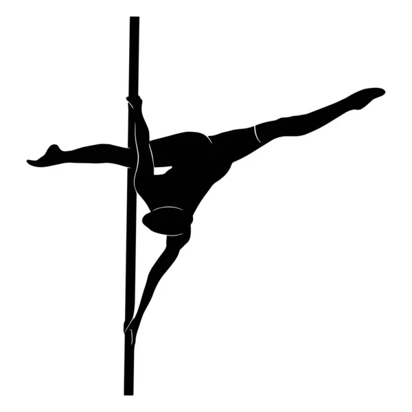 Illustrazione Vettoriale Con Pole Dance Femminile Attività Fisica Studio Ragazza — Vettoriale Stock