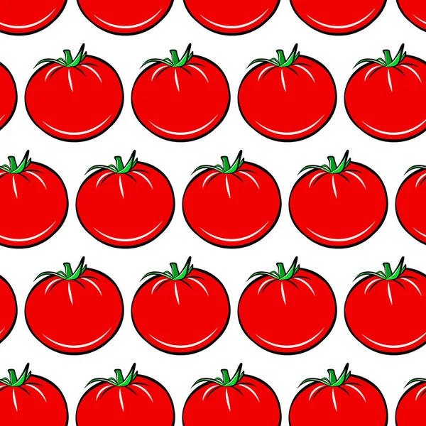 トマト野菜食品シームレスパターンテンプレート 漫画赤隔離壁紙テクスチャ パッケージ包装紙 — ストックベクタ